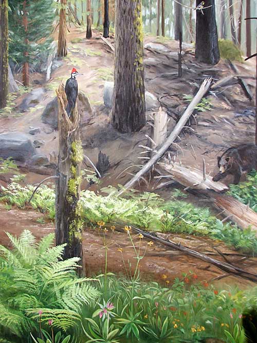 Details of the Sequoia Forest mural.