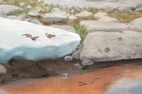 Detail from alpine mural at the Grant Grove Visitor Center